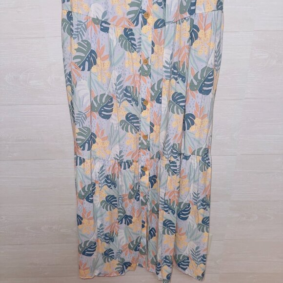 LC Lauren Conrad Women's Sleeveless Floral Print Smocked Button Front Long Dress - Picture 3 of 5